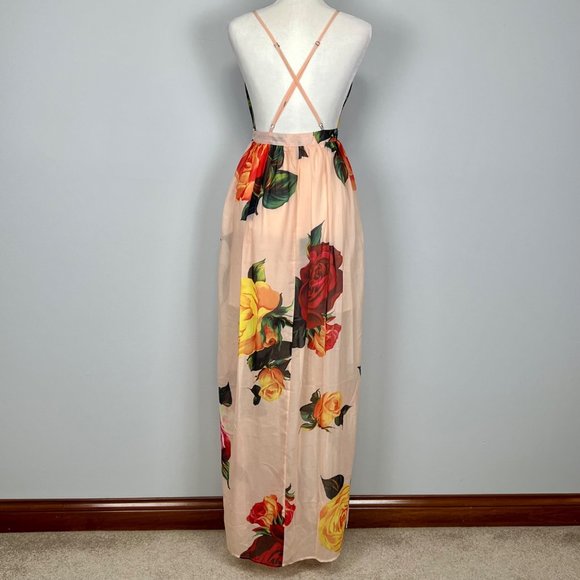 L’Atiste by Amy Peach Floral Chiffon Sleeveless Maxi Dress Open Back size Small - Picture 12 of 16